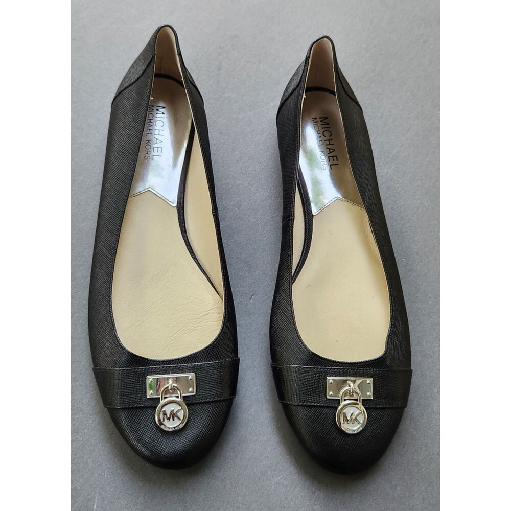 Michael Kors 9.5 Black Leather Ballet Flat Shoes Hamilton